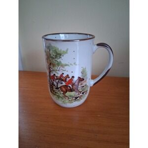 Fox Hunting Design Porcelain Coffee Cup.vintage . Japan 8oz